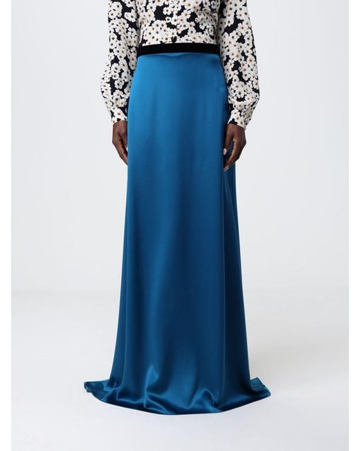 Valentino Blue Long Silk Skirt Valentina