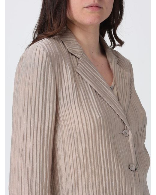 Emporio Armani Natural Lurex Pleated Creponne Blazer