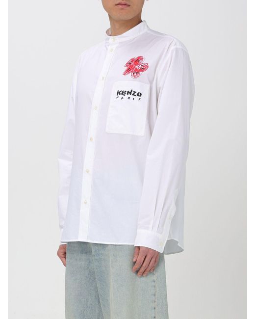 Camicia in popeline con logo di KENZO in White da Uomo