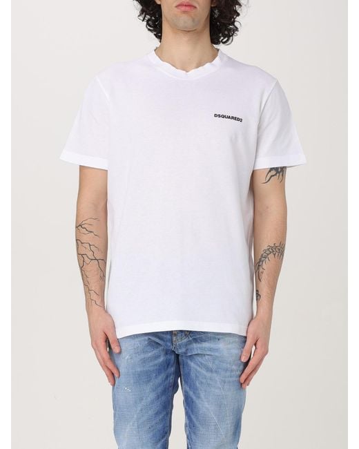 DSquared² White Short Sleeve Crew Neck Tee for men