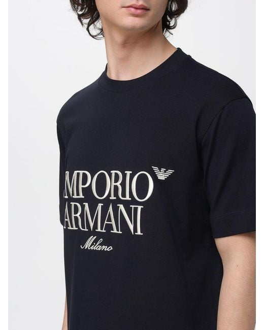 Emporio Armani Black Cotton T-Shirt With Logo for men