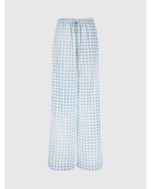 Ermanno Scervino Blue Vichy Pattern Viscose Palazzo Trousers