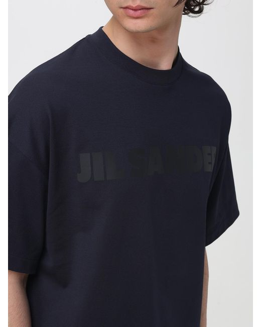 Jil Sander Blue Cotton T-Shirt With Logo for men