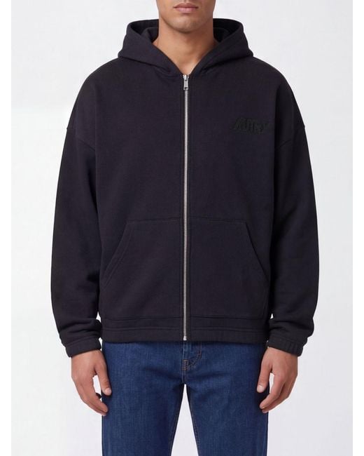 Autry Blue Cotton Zip-Up Hoodie for men