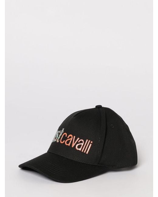 Just Cavalli Black Cotton Twill Hat With Embroidered Logo for men