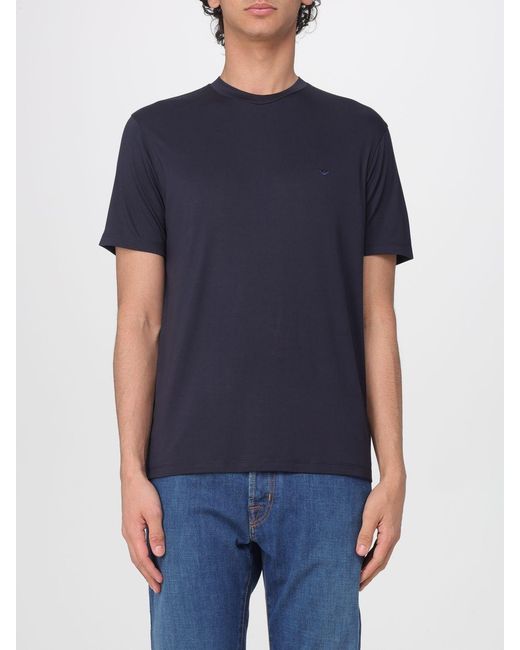 Emporio Armani Blue Basic Silk Blend T-Shirt for men