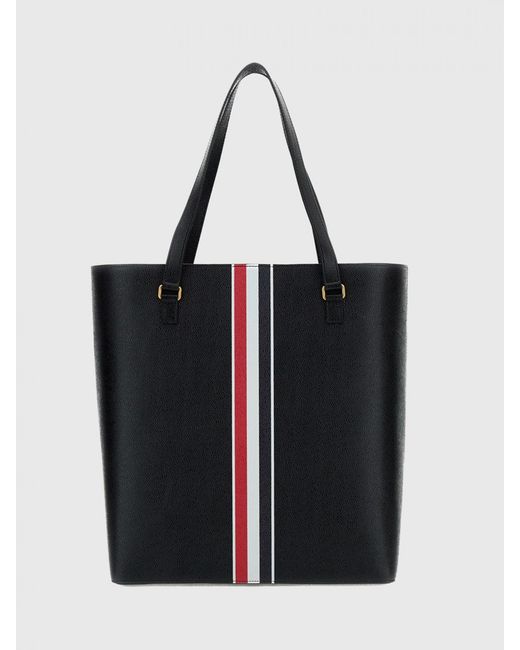 Thom Browne Black Vertical Tote Bag for men
