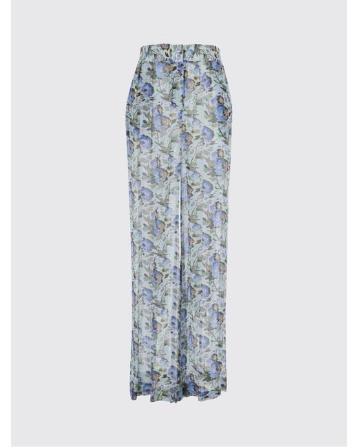 Semicouture Blue Athena Floral Print High-Waisted Palazzo Trousers