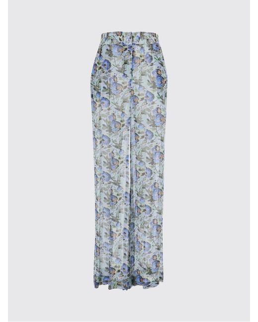 Semicouture Blue Athena Floral Print High-Waisted Palazzo Pants