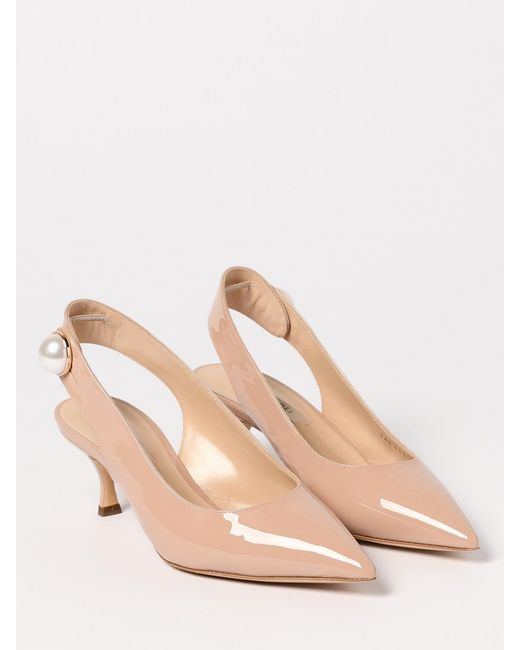 Casadei Pink Slingback Pump Kitten Heel Pearl Detail