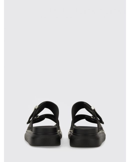 McQueen Black Double Strap Rubber Sandals