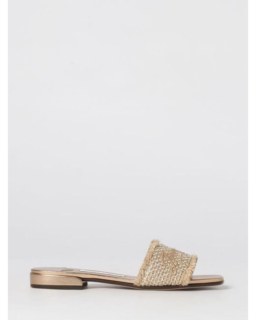 Jimmy Choo White Joa Raffia Sandal With Embroidered Logo