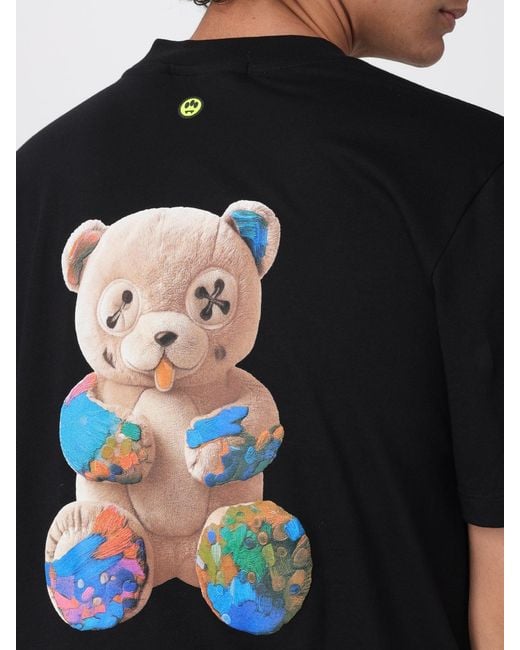Barrow Black Cotton T-Shirt With Teddy Print for men