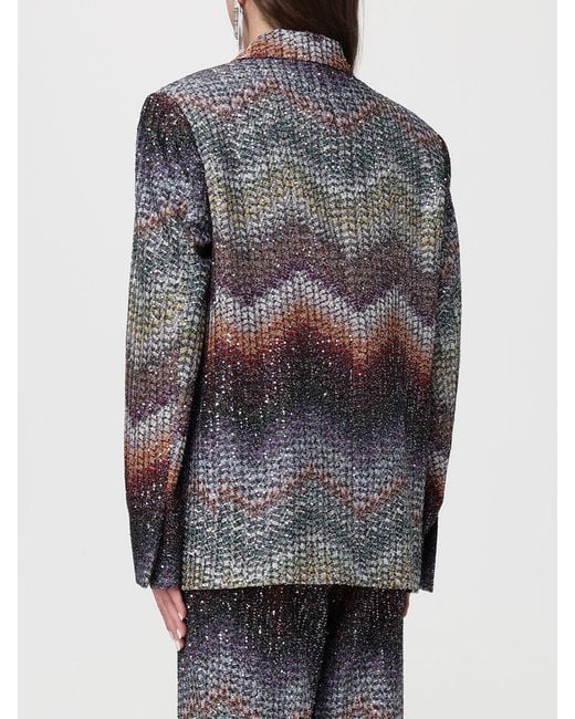 Missoni Gray Zigzag Viscose Double-Breasted Blazer