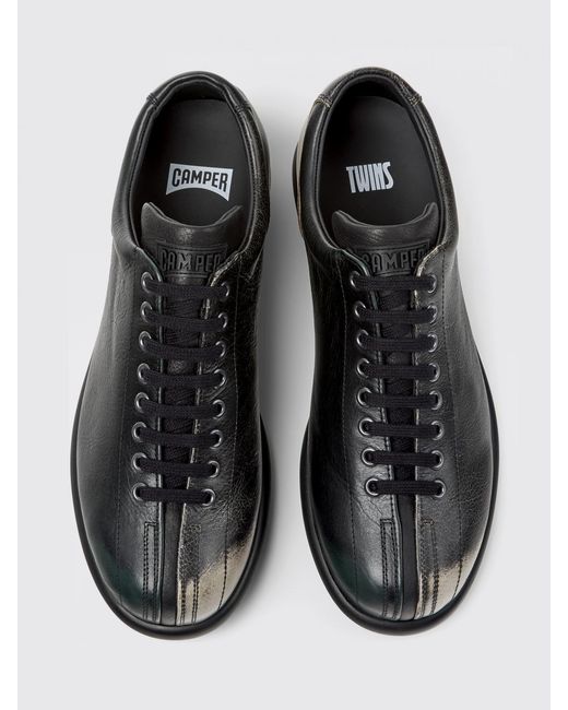 Camper Black Twins Vegetable-Tanned Leather Sneakers for men