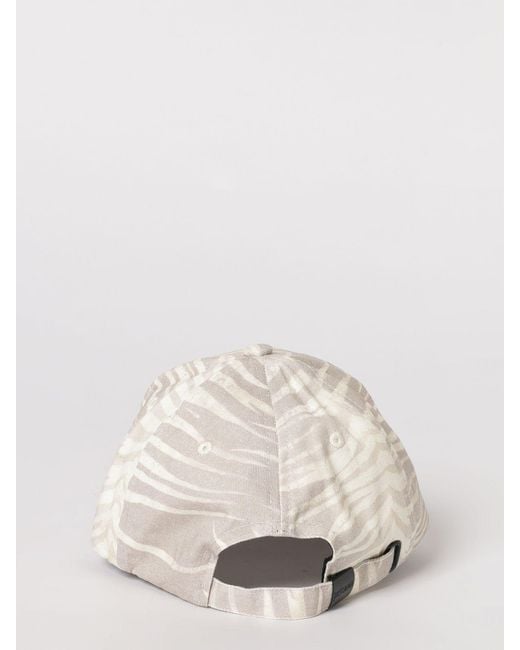 Just Cavalli White Zebra Print Cotton Twill Hat
