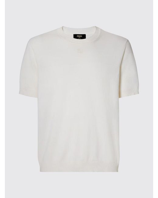 Fendi White Cotton And Cashmere Sweater for men