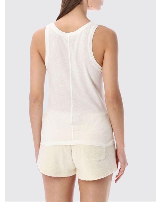 American Vintage White Slim Fit Cotton Crew Neck Tank Top