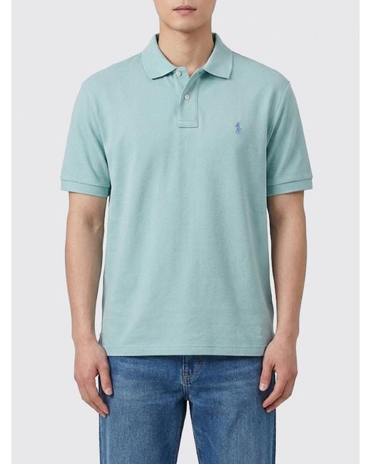 Polo Ralph Lauren Blue Cotton Polo Shirt With Pony Logo for men