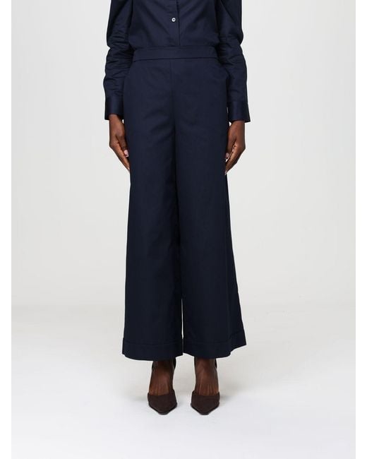 Max Mara Blue Cotton Cropped Trousers