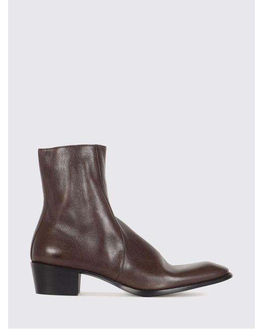 Saint Laurent Brown Stanton Leather Ankle Boots for men