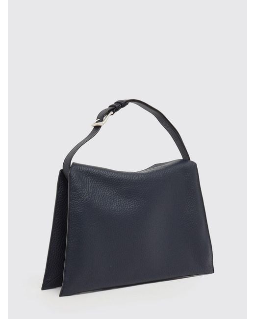 Orciani Blue Hammered Leather Trinity Bag