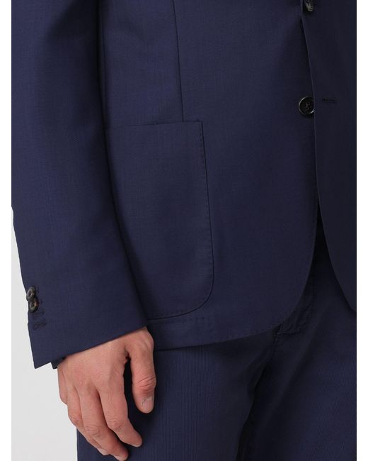 Corneliani Blue Single-Breasted Wool Blazer With Classic Lapels And Patch Pockets for men