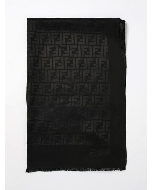 Bufanda Ff De Seda Con Monograma Jacquard Fendi de color Black