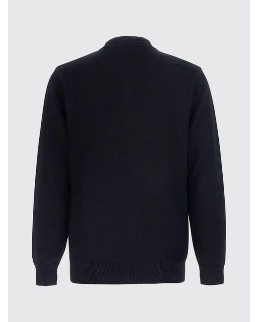 Emporio Armani Blue Cotton Turtleneck Sweater With A Half-Zip Closure for men