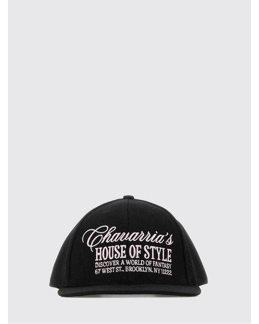 Willy Chavarria Black Twill Hat With Embroidered Slogan for men