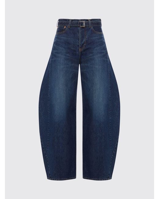Sacai Blue Baggy Cotton Denim Jeans