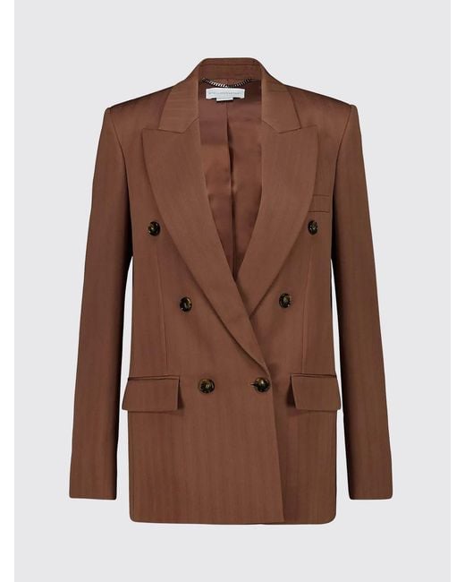 Stella McCartney Brown Double-Breasted Viscose Blazer