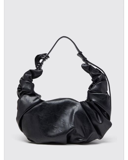 DIESEL Black Grab-D Ruched Polyurethane Bag