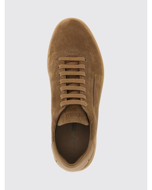 Zegna Brown Suede Sneakers for men