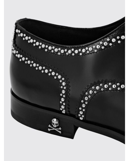 Philipp Plein White Leather Derby Shoes With Micro Studs for men