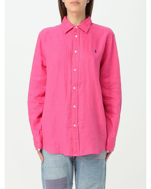 Polo Ralph Lauren Pink Logo Linen Shirt