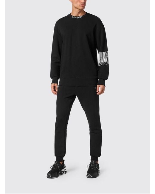 Philipp Plein Black Graphic Print Crewneck Sweatshirt for men