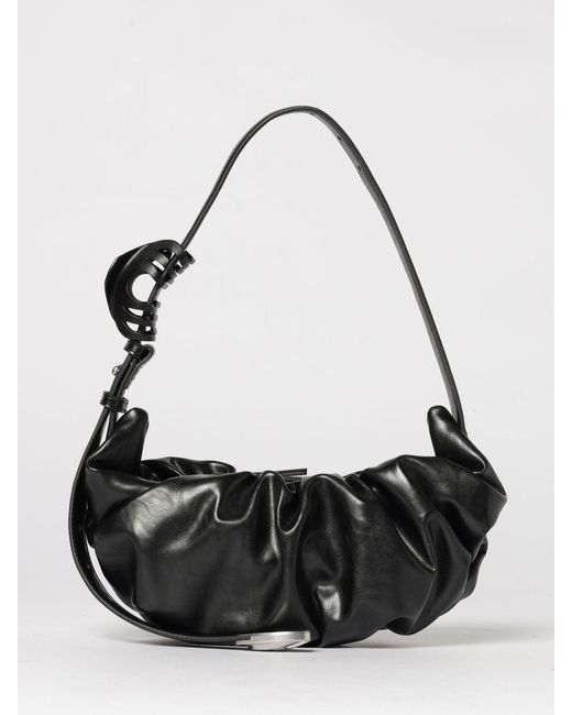 DIESEL Black Grab-D Ruched Faux Leather Bag