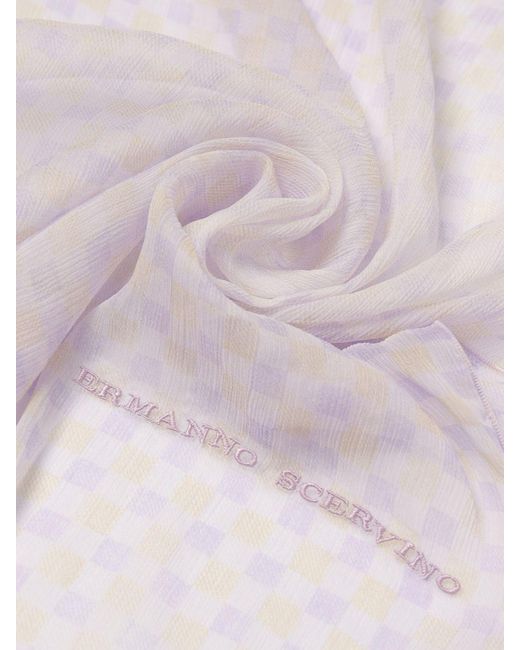 Ermanno Scervino Pink Checked Silk Scarf