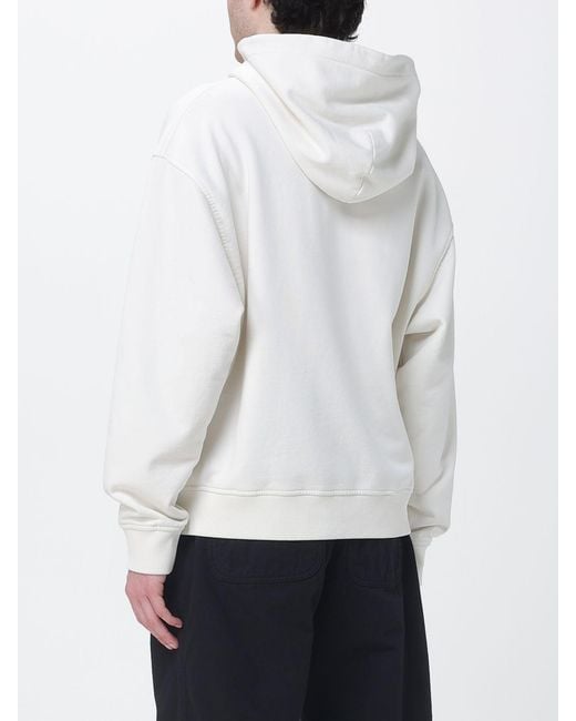 Palm Angels White Cotton Hoodie With Logo for men
