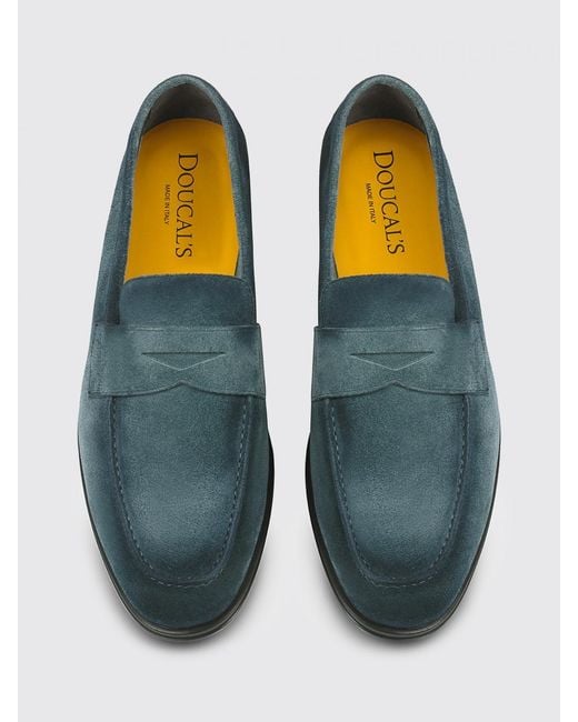 Doucal's Green Suede Loafers for men