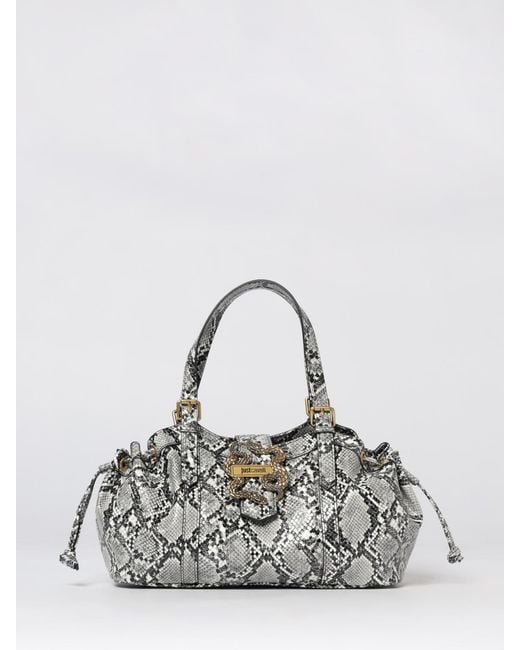 Just Cavalli Gray Python Print Faux Leather Bag