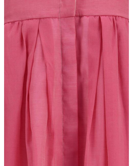 Sara Roka Pink Cotton And Silk Chemisier Dress