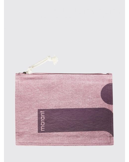 Isabel Marant Pink Netia Cotton Clutch With Logo Print