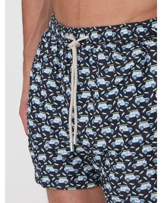 Mc2 Saint Barth Blue Printed Boxer Swim Trunks for men