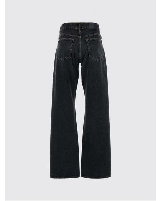 7 For All Mankind Black Wide Leg Cotton Denim Trousers