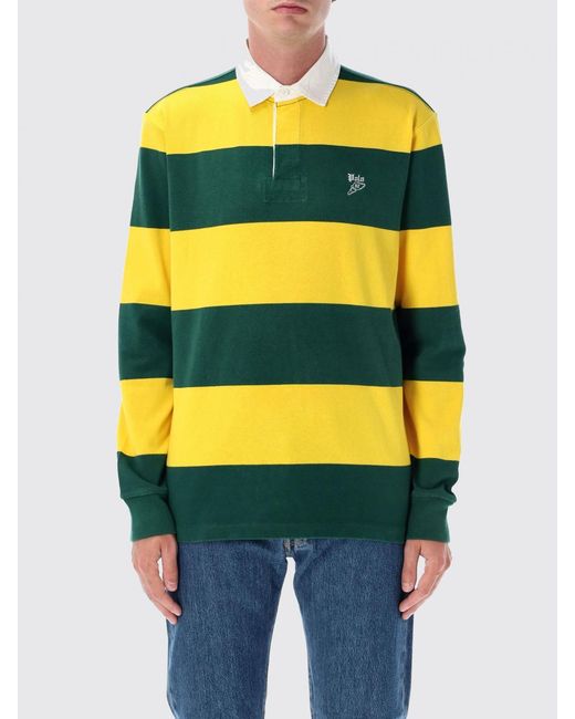 Polo Ralph Lauren Yellow Striped Long Sleeve Polo Shirt for men