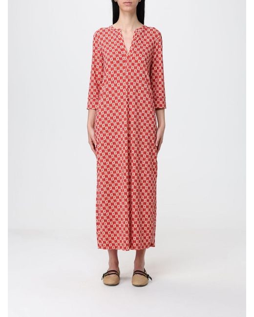 Maliparmi Red Diamond Glow Long Diamond Pattern Dress