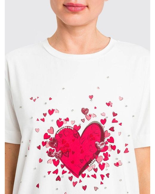 Twinset Red Cotton T-Shirt With Heart Print