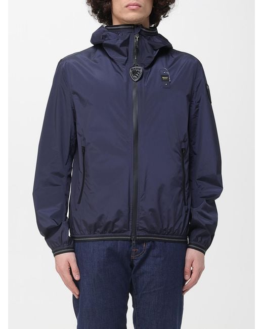 Blauer Blue Hooded Polyester Windbreaker for men